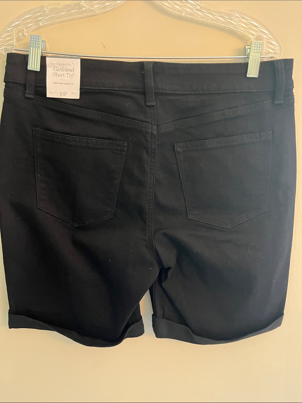 Talbots Black Girlfriend Cuffed Cotton-Blend Shorts